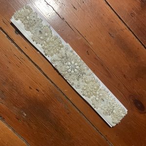 Bridal Beaded Pearl, crystal and sequin Bridal Belt Sash NWT
